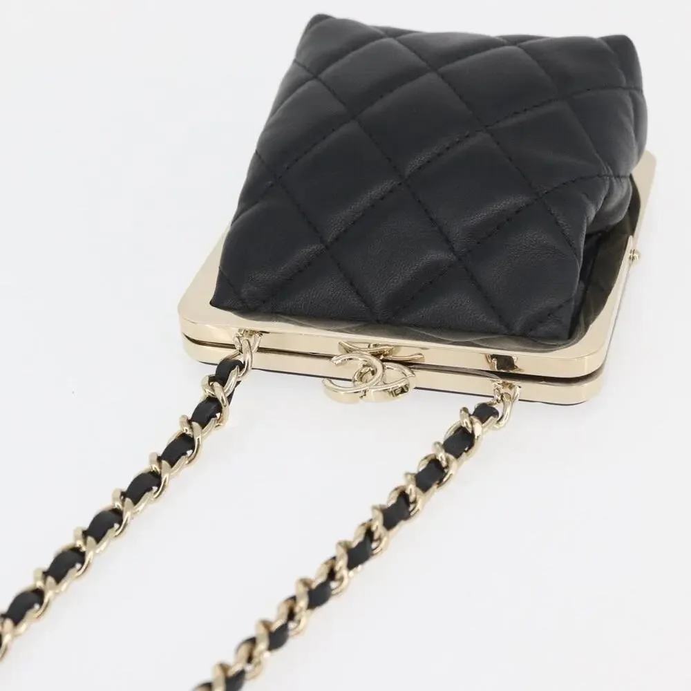 Chanel Matelasse Lambskin Chain Crossbody Bag Black